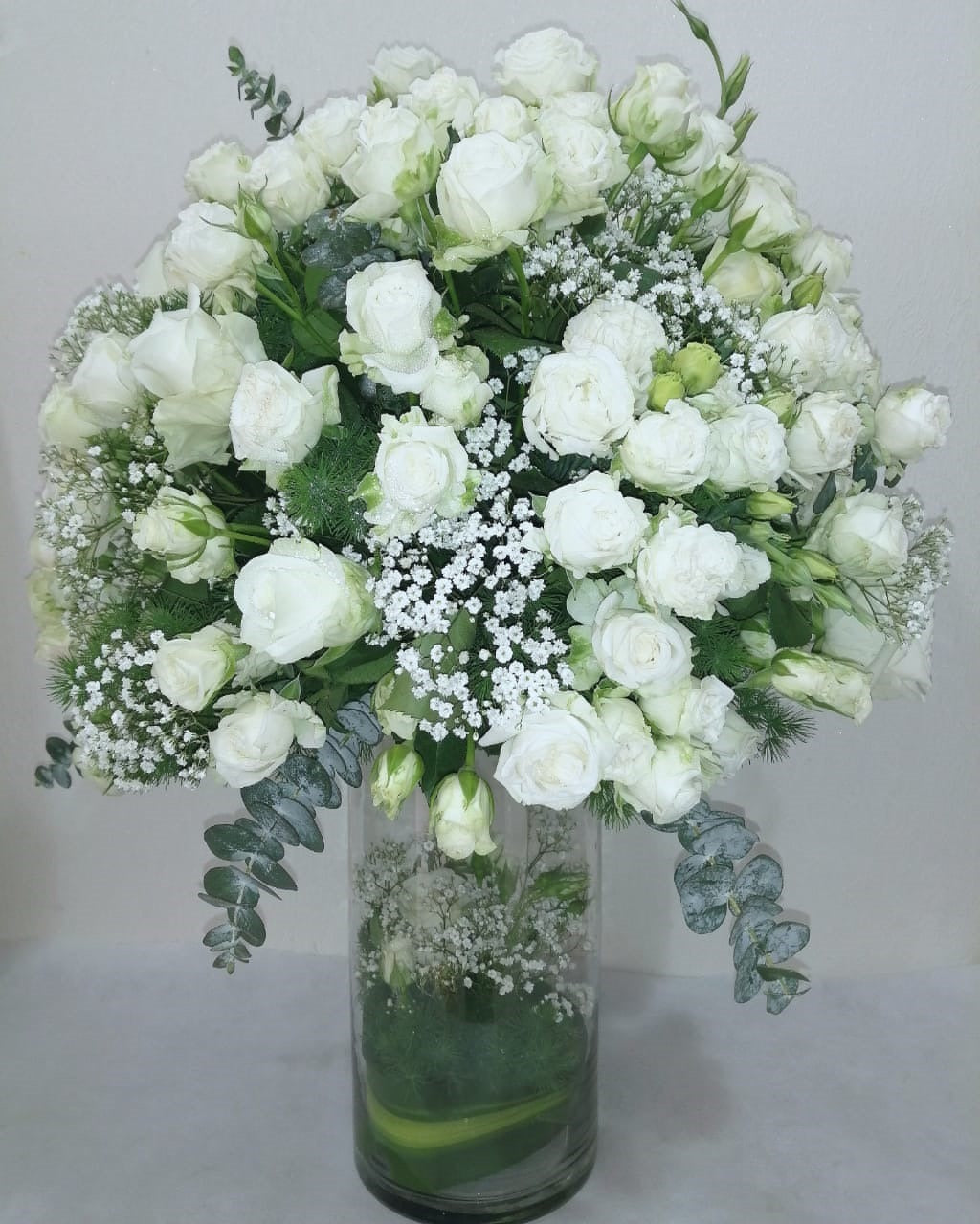 Luxury White Rose Vase Arrangement - FlowerSouq