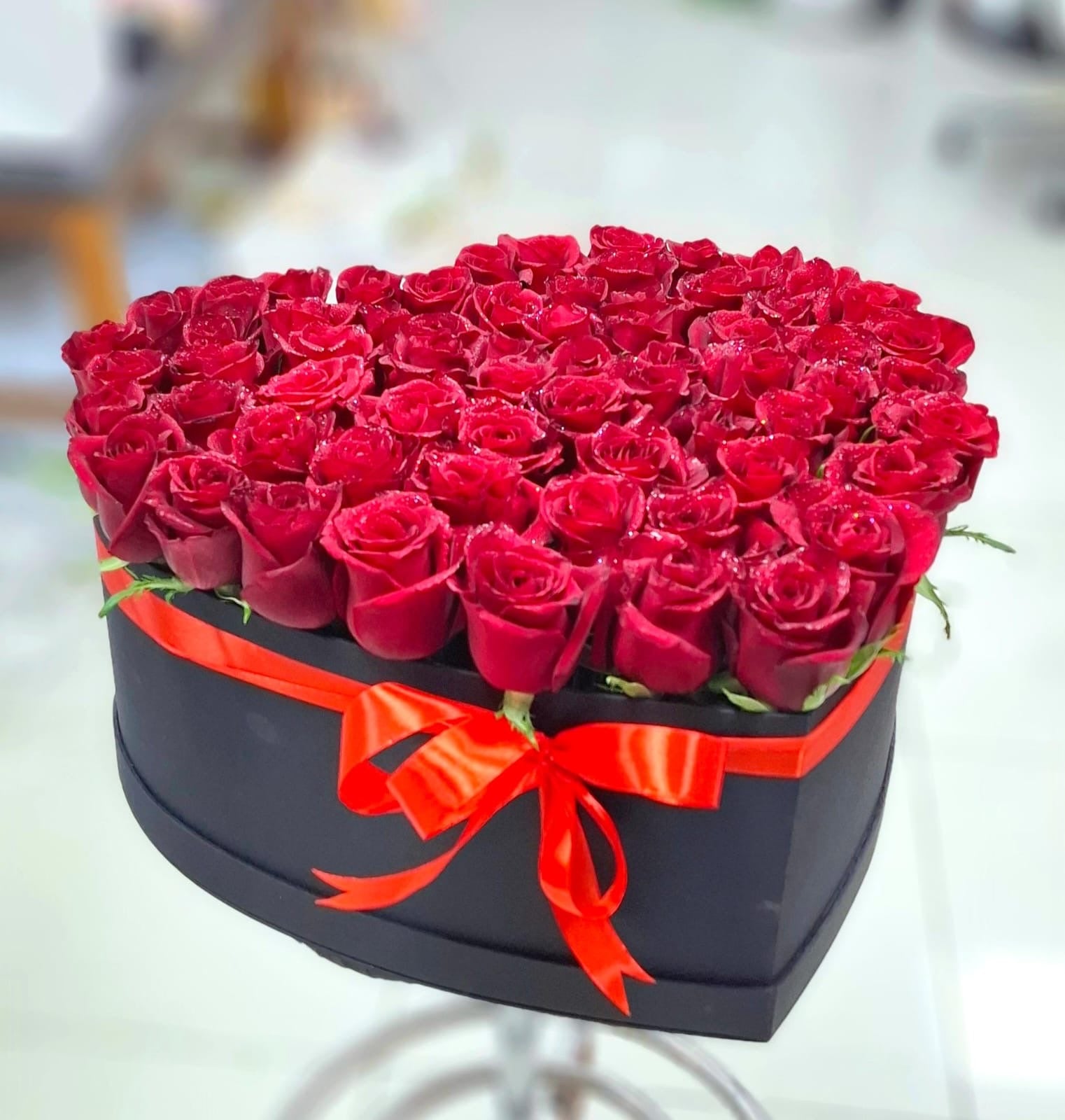 Luxury Heart-Shaped Red Rose Box - FlowerSouq