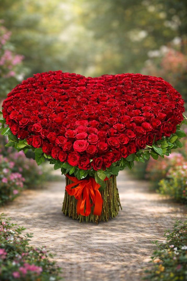 Heart of Love – Heart Shaped Red Rose Arrangement - FlowerSouq
