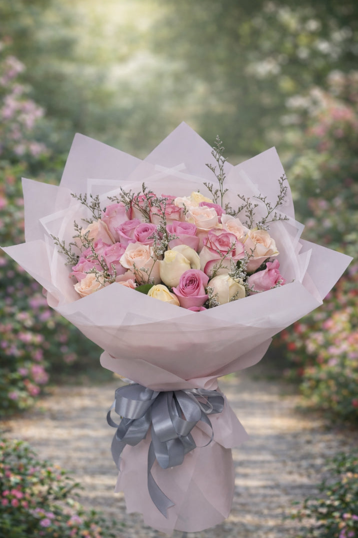 Pastel Rose Bouquet - FlowerSouq