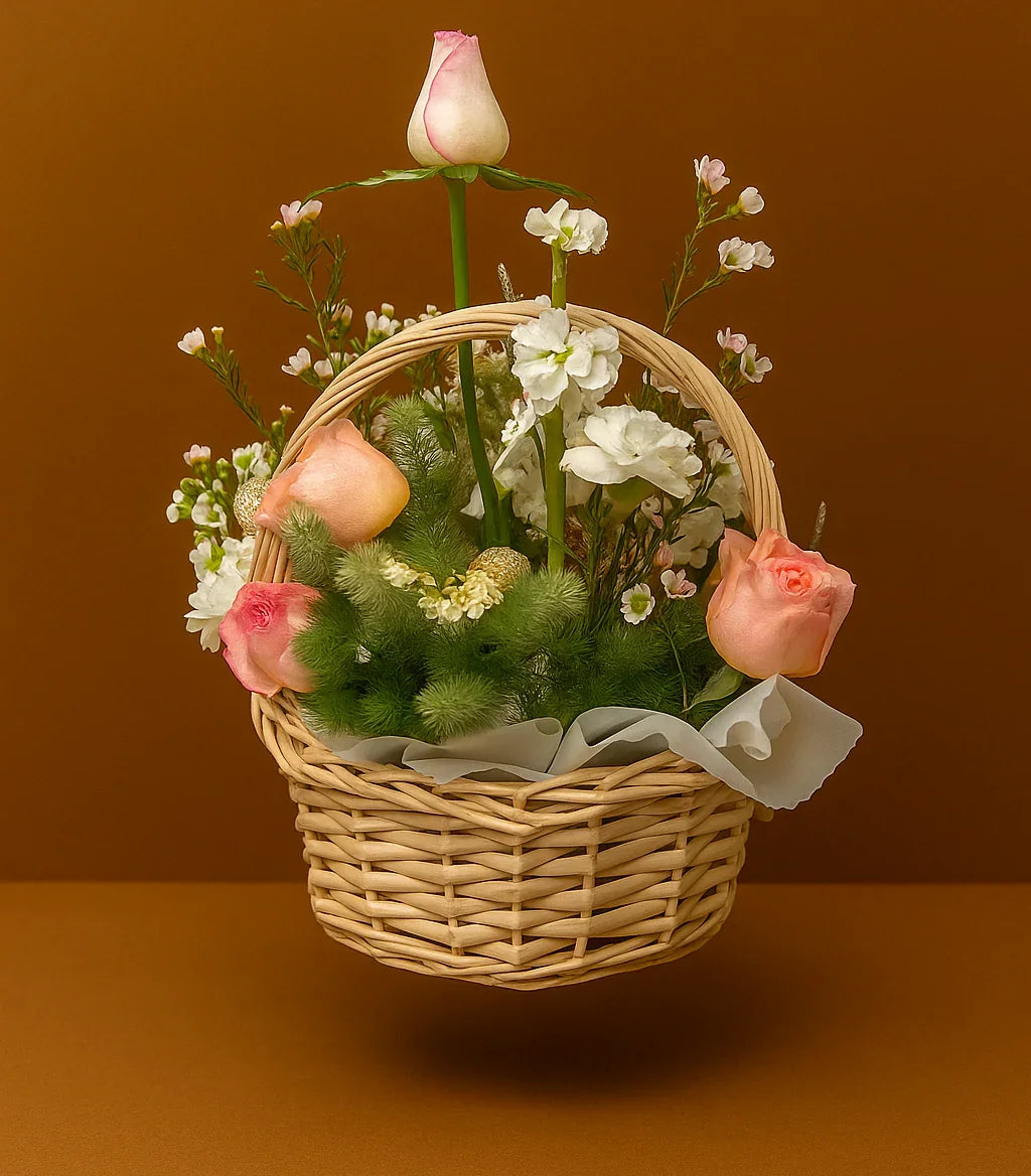 Blushing Harmony Basket - FlowerSouq