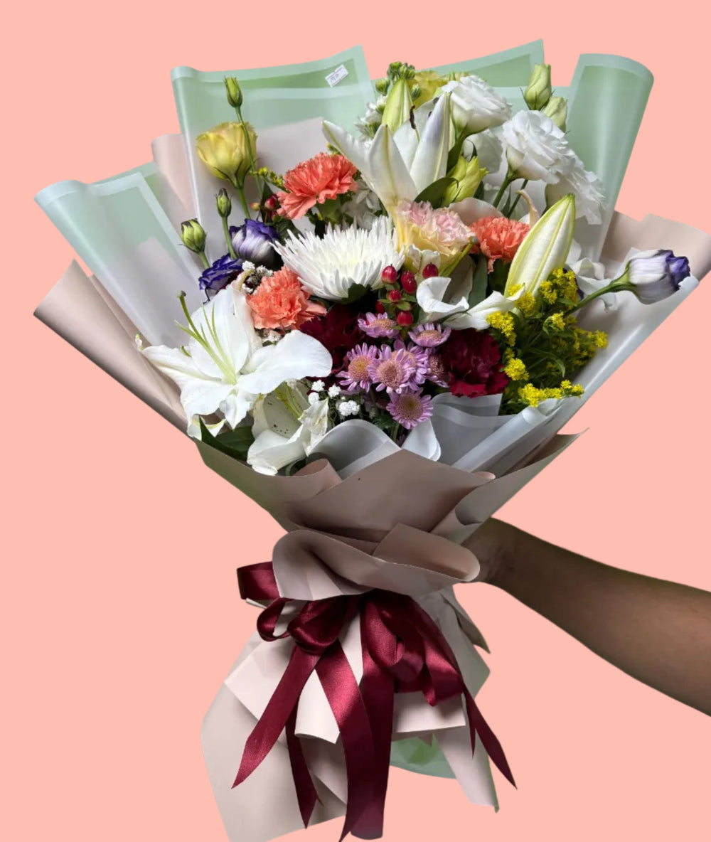 Pastel Harmony Mixed Flower Bouquet - FlowerSouq
