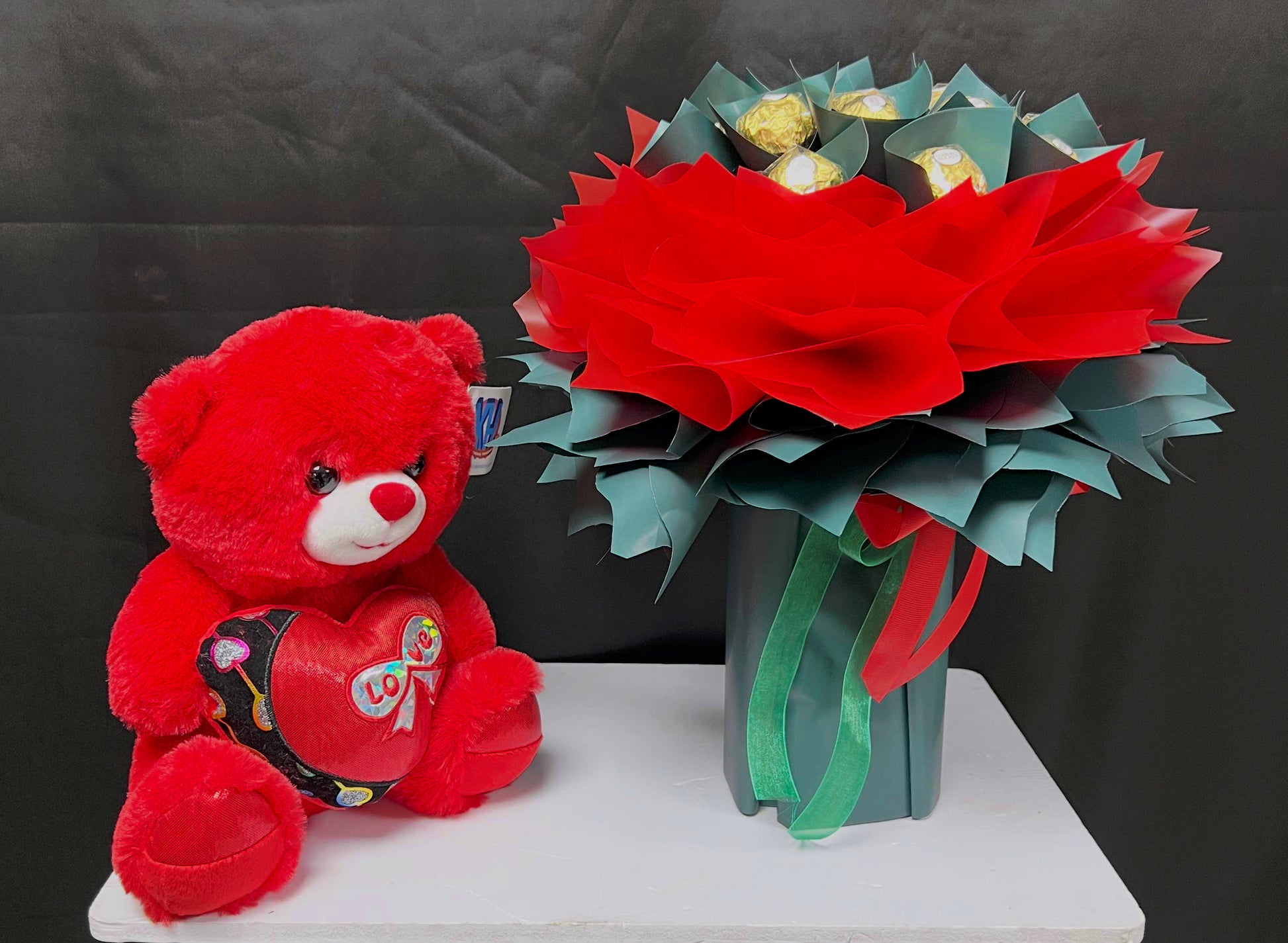 Ferrero Rocher Chocolate Bouquet with Teddy | Luxury Gift Delivery Dubai - FlowerSouq