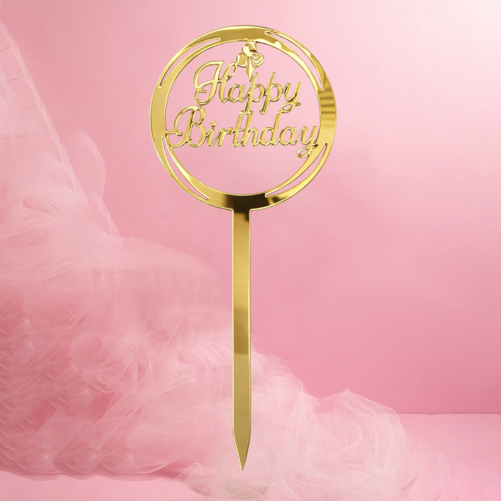 Happy Birthday Gold Cake Topper