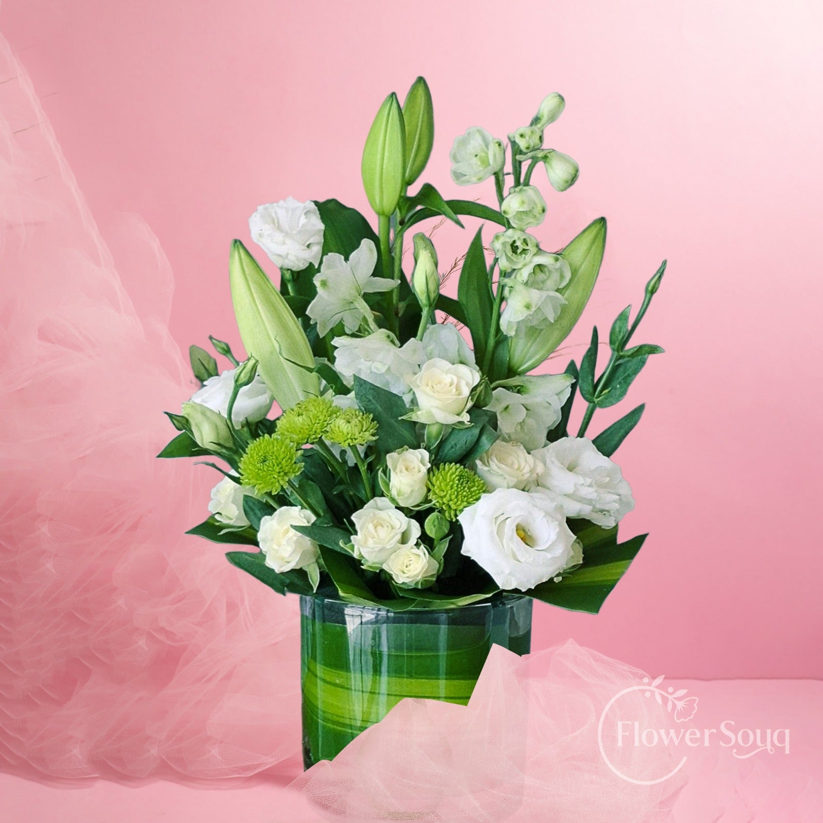 White Serenity Floral Vase - FlowerSouq