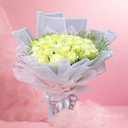 Classic White Rose Bouquet - FlowerSouq