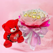 Ferrero Rocher Chocolate Bouquet with Teddy | Luxury Gift Delivery Dubai - FlowerSouq