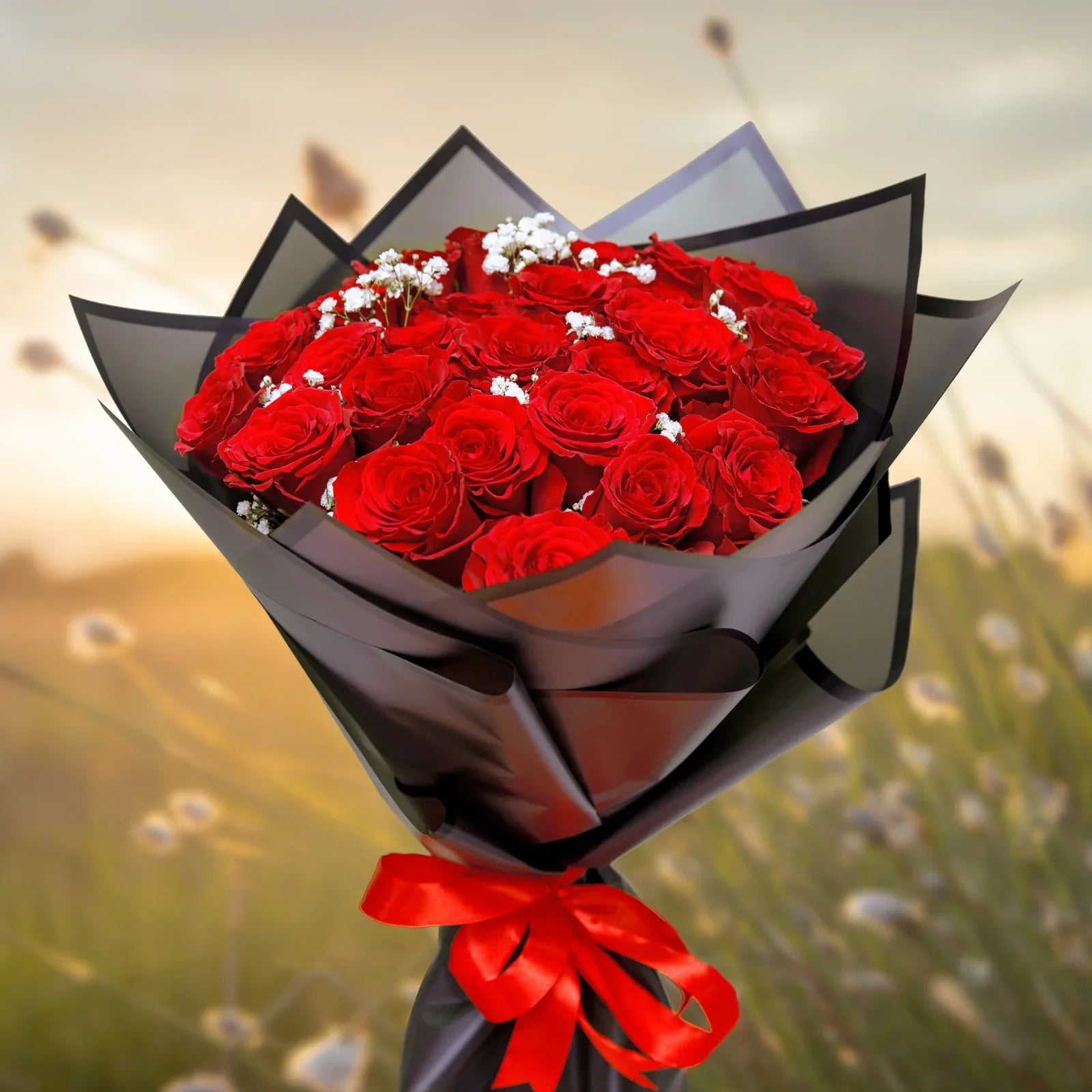 Crimson Elegance Bouquet - FlowerSouq