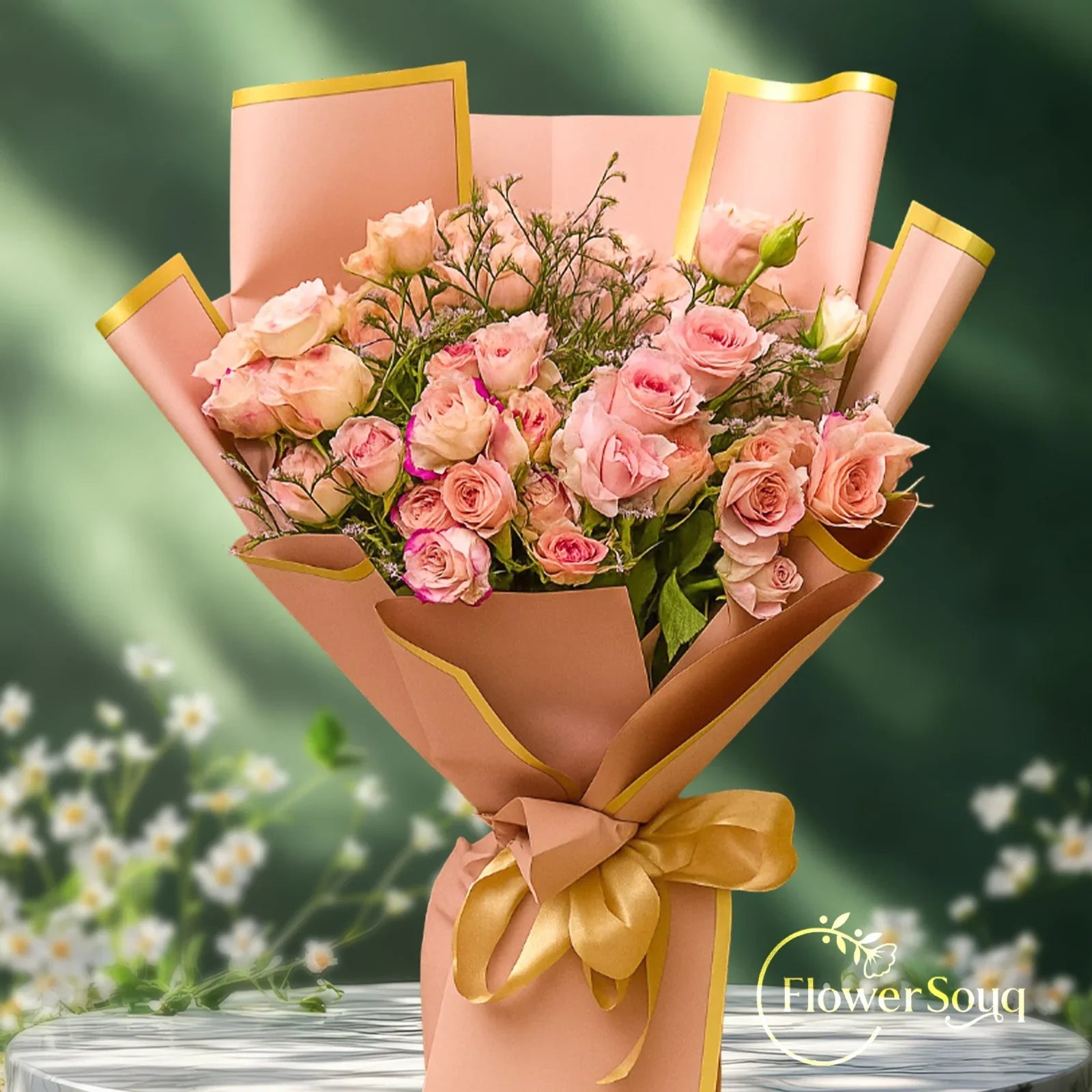 Rosé Elegance Bouquet - FlowerSouq
