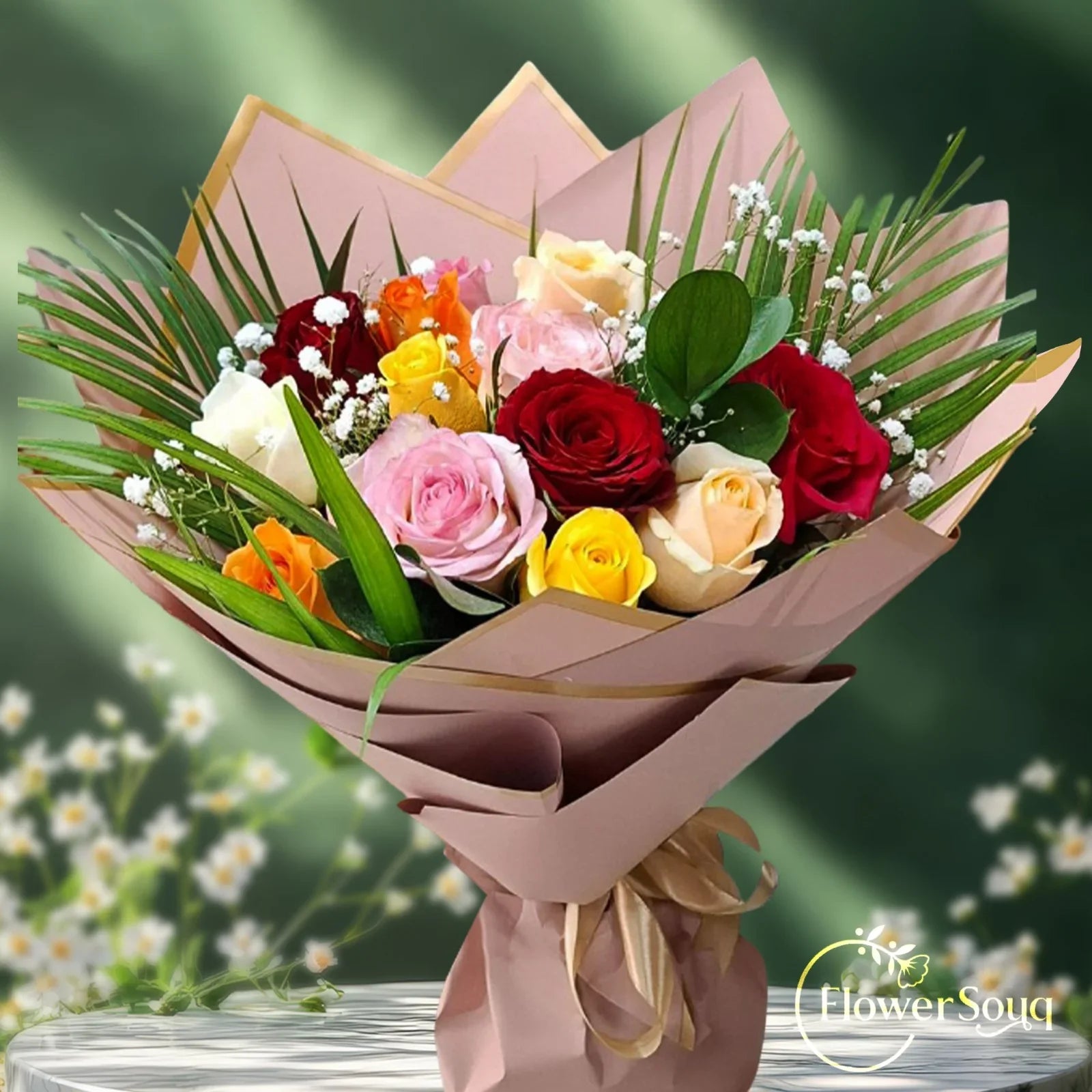 Radiant Rose Bouquet - FlowerSouq