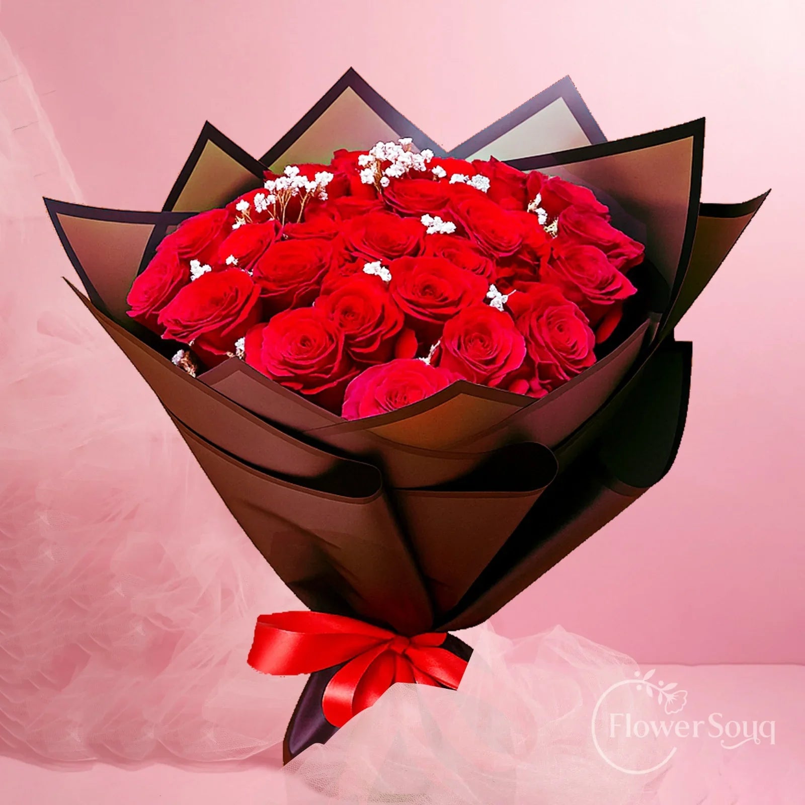 Crimson Elegance Bouquet - FlowerSouq