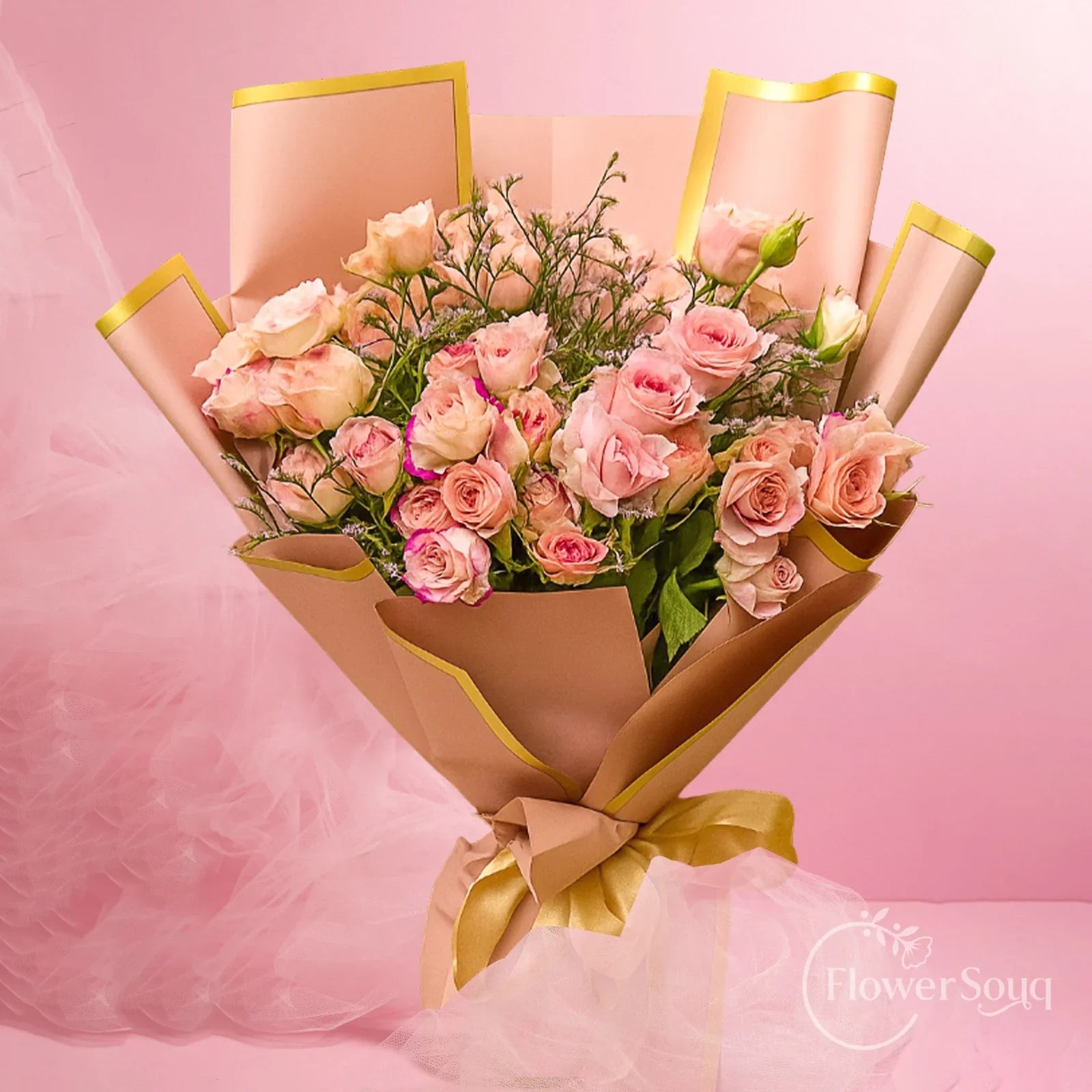 Rosé Elegance Bouquet - FlowerSouq