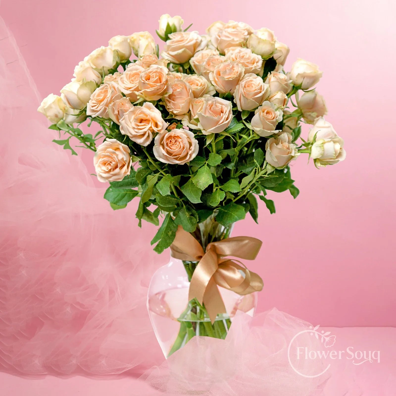 Blush Harmony – Rose Vase - FlowerSouq