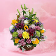 Luxury Mixed Blooms Garden Basket - FlowerSouq