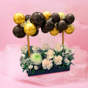 Luxury Noir & Gold Balloon Flower Arrangement - FlowerSouq