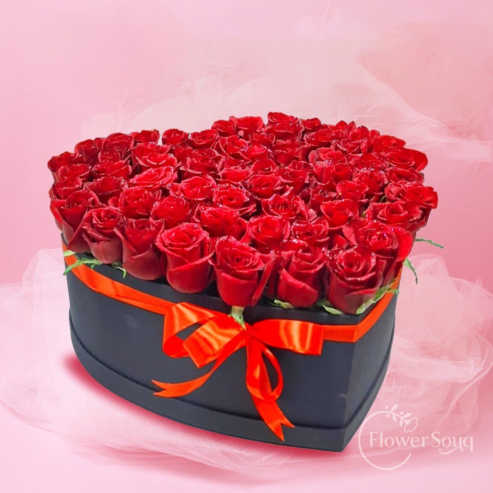 Luxury Heart-Shaped Red Rose Box - FlowerSouq