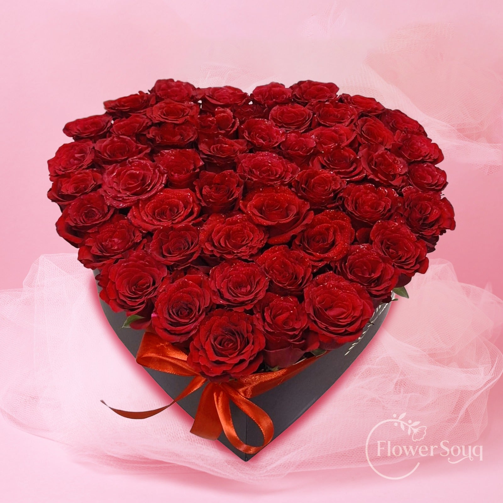 Luxury Heart-Shaped Red Rose Box - FlowerSouq
